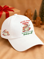 Unisex Christmas Never Stop Believing In Justice For All Santa Print Hat