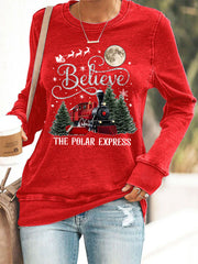 Women's Christmas Believe The Polar Express Casual Sweatshirt