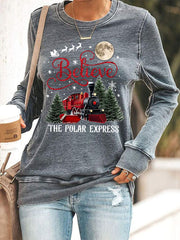 Women's Christmas Believe The Polar Express Casual Sweatshirt