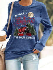 Women's Christmas Believe The Polar Express Casual Sweatshirt