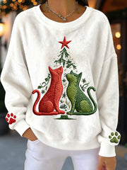 Women's Christmas Tree Cats Fleece Sweatshirts