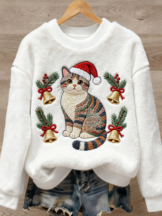 Women's Christmas Cute Animal Art Print Casual Flannel Sweater