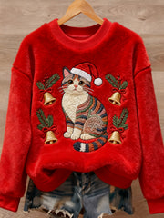 Women's Christmas Cute Animal Art Print Casual Flannel Sweater