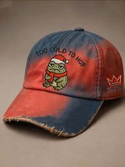 Unisex Too Cold To Hop Portland Frog Christmas Art Print Hat