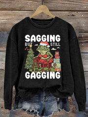 Women's Sagging But Still Gagging Funny Frog Christmas Art Print polyester sweatshirt