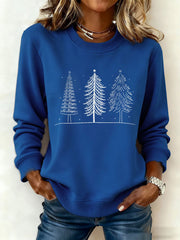 Women's Christmas Tree FDT Print Casual Sweatshirt