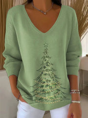 Women's Christmas Tree Print Casual Top