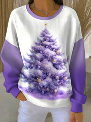 Women's Purple Art Christmas Alzheimer's Awareness Printed Sweatshirt