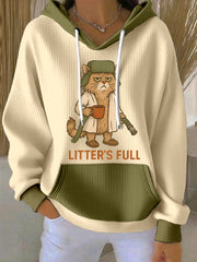 Women's Funny Christmas Cat Print Hoodie