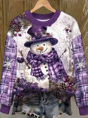 Women's Purple Art Christmas Alzheimer's Awareness Printed Sweatshirt