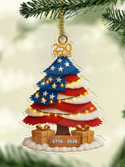 American 250th Anniversary Christmas Tree Print Acrylic Decoration