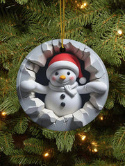 Merry Christmas 3D Art Printed Acrylic Decorative Ornament