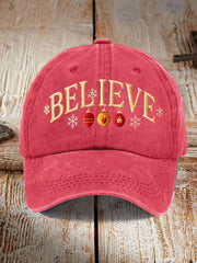 Unisex Believe Christmas Art Printed Hat