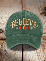 Unisex Believe Christmas Art Printed Hat