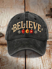 Unisex Believe Christmas Art Printed Hat