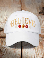 Unisex Believe Christmas Art Printed Hat
