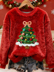 Women's Christmas Tree Art Print Casual Sweatshirt