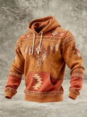 Men's Vintage Western Printed Casual Hoodie