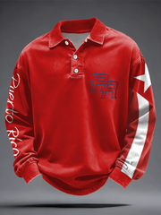 Men's Puerto Rico Flag Printed Casual Tops