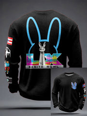 Men's Bunny Football Music Lover Printed Waffle Tops