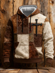 Men's Vintage Faith Cross Hoodie with Pockets