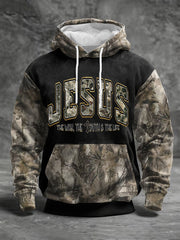 Men's Jesus The Way The Truth The Life Forest Camouflage Print Casual Hoodie