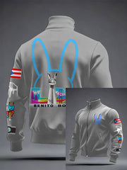 Men's Bunny Football Music Lover Printed Coat