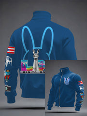 Men's Bunny Football Music Lover Printed Coat
