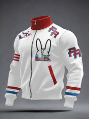 Men's Bunny Football Music Lover Printed Coat