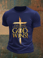 Men's I've Read The Final Chapter God Wins Christian Faith Cross Tee