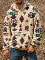 Men's Vintage Western Printed Casual Hoodie