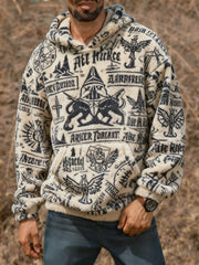 Men's Vintage Western Printed Casual Hoodie