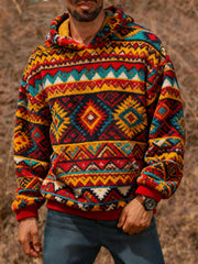 Men's Vintage Western Printed Casual Hoodie