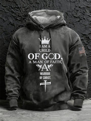 Men's I Am A Child Of God A Man Of Faith Drop-Shoulder Hoodie (No Pockets)