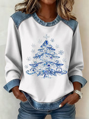 Women's Christmas Pattern Patchwork Art Sweatshirt