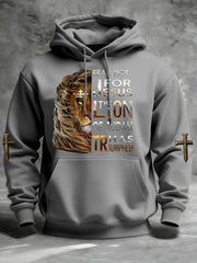 Men's Lion Of Judah Jesus Cross Faith Print Casual Hoodie