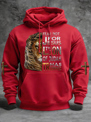 Men's Lion Of Judah Jesus Cross Faith Print Casual Hoodie