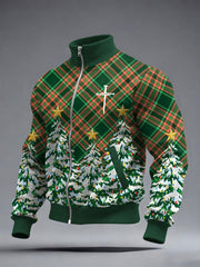 Men's Christmas Cross Print Casual Jacket
