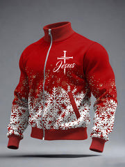 Men's Christmas Cross Print Casual Jacket