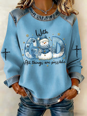 Women's Christmas Cross Print Casual Top