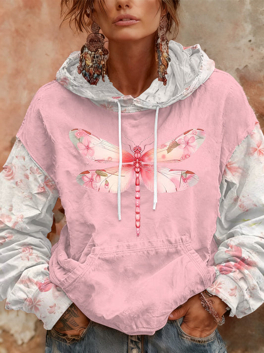 Women's Breast Cancer Pink Print Casual Hoodie