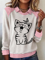 Women's Cute Cat Print Cat Lovers Casual Sweatshirt