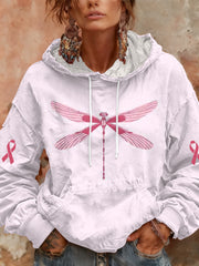 Women's Breast Cancer Pink Print Casual Hoodie