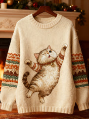 Women's Cute Winter Cat  Art  Sweatshirt