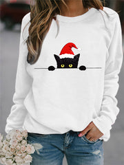 Women's Christmas Cute Cat Print Sweatshirt