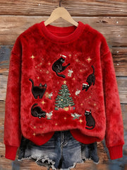 Women's Christmas black cats sweatshirts