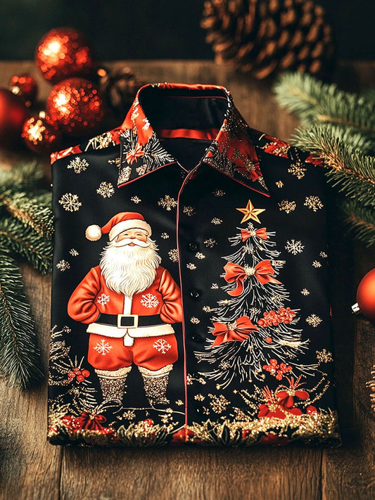 Men's Luxury Business Style Christmas Art Printed Shirt