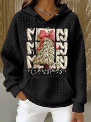 Women's Christmas Faux Yarn Printed Hoodie