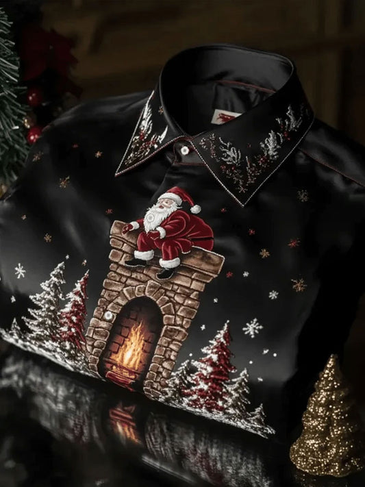 Men's Luxury Christmas Art Business Style Printed CasuaL Shirt