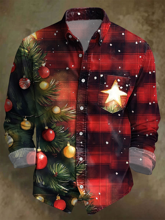 Men's Christmas Art Business Style Printed Shirt